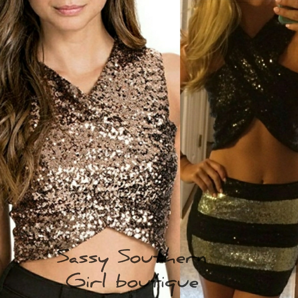 🆕⭐Rose Gold sequin crop top⭐